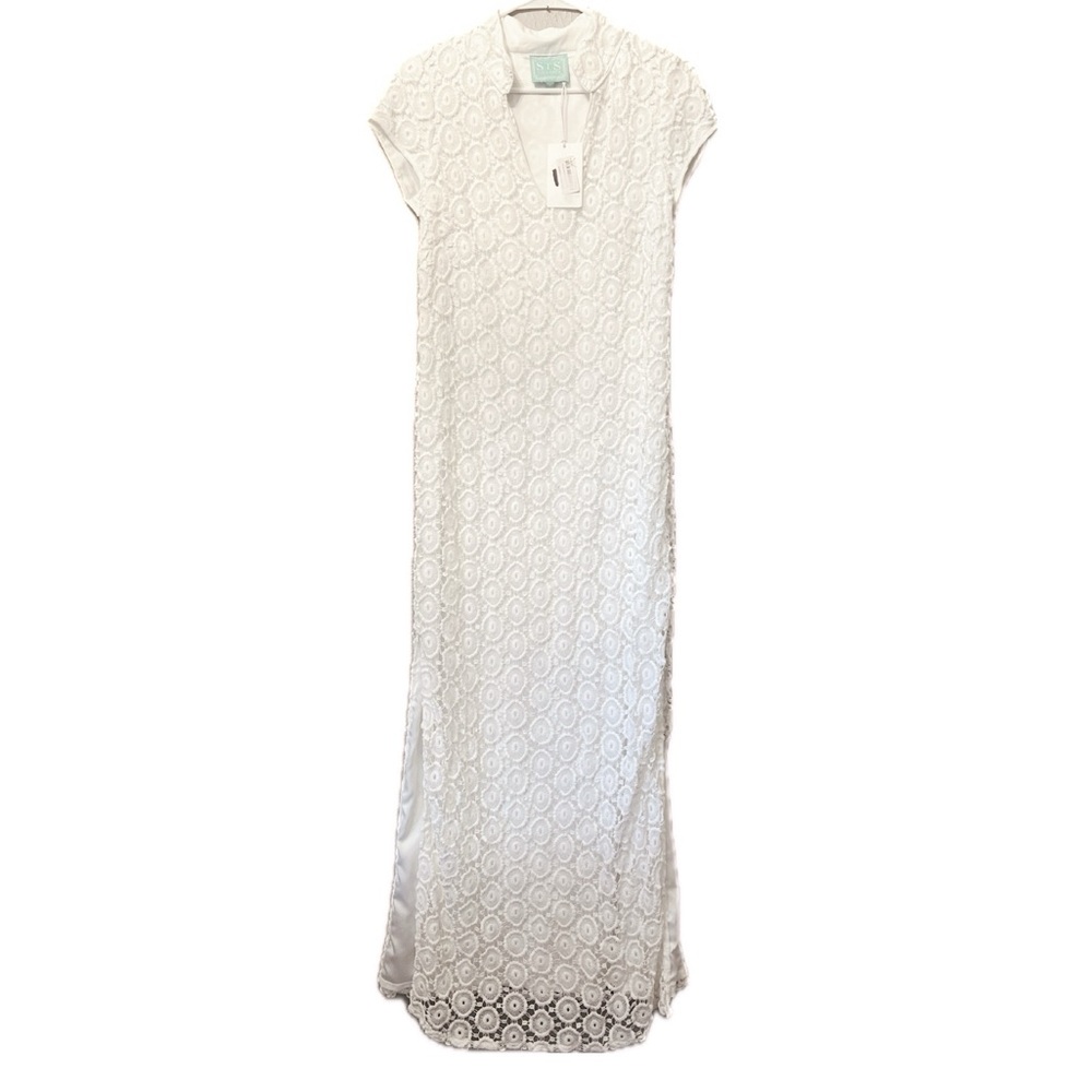 New Sail to Sable white lace eyelet maxi dress